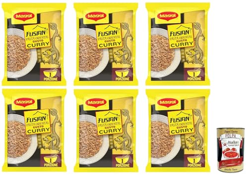 6x MAGGI FUSIAN CURRY TASTE Instant-Nudeln und Curry-Gewürz, 71 g + Italian Gourmet polpa 400g von Italian Gourmet E.R.