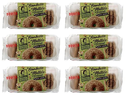 6x Matilde Vicenzi Ciambelle ai 5 Cereali e Riso Nero Mürbteig-Donuts Donuts mit 5 Cerealien und Schwarzem Reis 200g Packung von Italian Gourmet E.R.