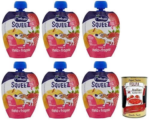 6x Melinda Mela Fragola Squeez 100% Frucht,Apfel- und Erdbeerpüree,Obst zum Auspressen,90g + Italian Gourmet Polpa di Pomodoro 400g Dose 6x Melinda Mela Fragola Squeez 100% Frucht,Apfel- und Erdbeerpüree,Obst zum Auspressen,90g + Italian Gourmet Polpa di Pomodoro 400g Dose von Italian Gourmet E.R.