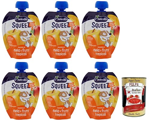 6x Melinda Mela & Frutti Tropicali Squeez 100% Frucht,Apfel- und Tropisches Fruchtpüree,Obst zum Auspressen,90g + Italian Gourmet Polpa di Pomodoro 400g Dose 6x Melinda Mela & Frutti Tropicali Squeez 100% Frucht,Apfel- und Tropisches Fruchtpüree,Obst zum Auspressen,90g + Italian Gourmet Polpa di Pomodoro 400g Dose von Italian Gourmet E.R.
