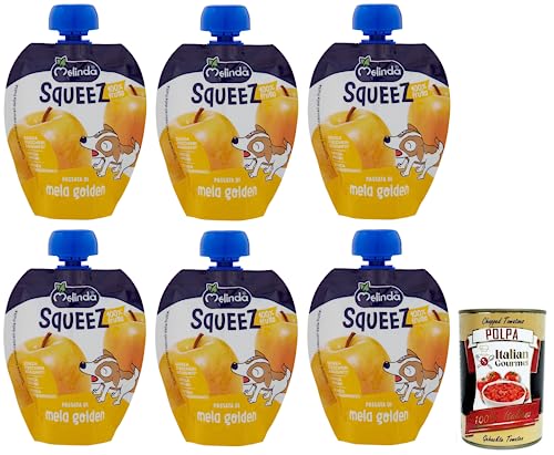 6x Melinda Passata di Mela Golden Squeez 100% Frucht,Goldenes Apfel Fruchtpüree,Obst zum Auspressen,90g + Italian Gourmet Polpa di Pomodoro 400g Dose 6x Melinda Passata di Mela Golden Squeez 100% Frucht,Goldenes Apfel Fruchtpüree,Obst zum Auspressen,90g + Italian Gourmet Polpa di Pomodoro 400g Dose von Italian Gourmet E.R.