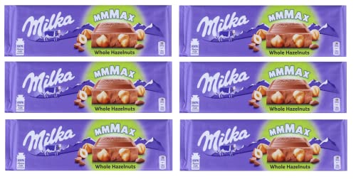 6x Milka MMMAX Whole Hazelnuts Schokoladentafel Milchschokolade mit Ganze Haselnuss 270g von Italian Gourmet E.R.