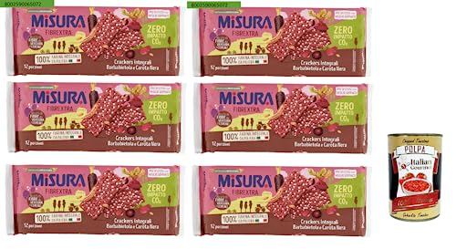 6x Misura Crackers Integrali Vollkorncracker mit Roter Bete und schwarzer Karotte, 15% Ballaststoffe und 100% Vollkornmehl 385 g + Italian Gourmet polpa 400g von Italian Gourmet E.R.