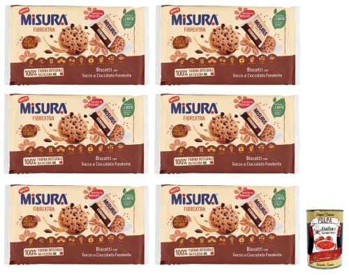 6x Misura Fibrextra,100% Vollkorn-Mürbeteig,Kekse mit dunklen Schokoladentropfen,Packung mit 280g, Italian Gourmet Polpa di Pomodoro 400g Dose von Italian Gourmet E.R.
