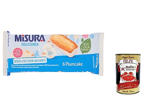 6x Misura Plumcake allo Yogurt Dolcesenza Joghurt-Pflaumenkuchen, ohne Zuckerzusatz, 190 g + Italian Gourmet polpa 400g von Italian Gourmet E.R.