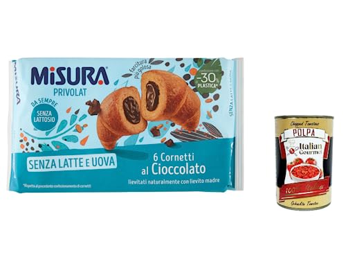 6x Misura Privolat Cornetti Cioccolato Privolat Schokolade Croissants, ohne Milch und Eier, Reichhaltiger an Füllung, 298 g + Italian Gourmet polpa 400g von Italian Gourmet E.R.