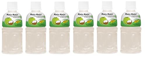 6x Mogu Mogu Cocco Coconut Flavoured Drink, Getränk mit Kokosgeschmack mit Nata de Coco Einweg-PET-Flasche 320ml von Italian Gourmet E.R.