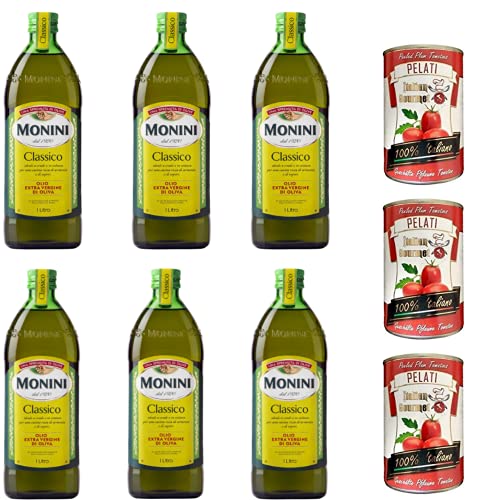 6x Monini Extra Natives Olivenöl 1L nativ olio extravergine di oliva Classico + Italian Gourmet 100% italienische geschälte Tomaten dosen 3x 400g 6x Monini Extra Natives Olivenöl 1L nativ olio extravergine di oliva Classico + Italian Gourmet 100% italienische geschälte Tomaten dosen 3x 400g von Italian Gourmet E.R.