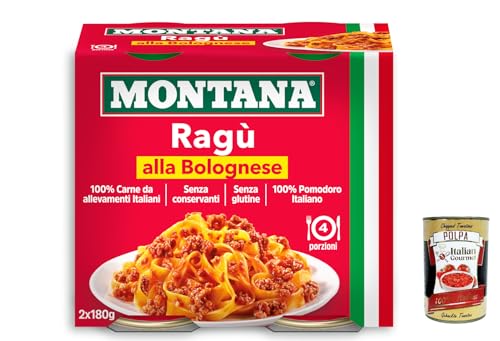 6x Montana Ragù Bolognese, Sauce mit italienischem Fleisch, 2x180g Dose + Italian Gourmet polpa 400g 6x Montana Ragù Bolognese, Sauce mit italienischem Fleisch, 2x180g Dose + Italian Gourmet polpa 400g von Italian Gourmet E.R.