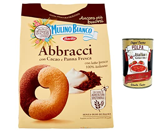 6x Mulino Bianco Abbracci Shortbread-Kekse mit Kakao und frischer Sahne, ohne Palmöl, geschmacksintensives Frühstück, 700 g + Italian gourmet polpa 400g von Italian Gourmet E.R.