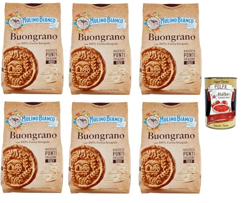 6x Mulino Bianco Buongrano Kekse mit knusprigem Dinkelvollkorn, 100 % Vollkornmehl, 350g + Italian gourmet polpa 400g von Italian Gourmet E.R.