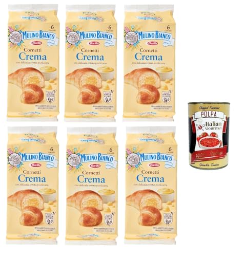 6x Mulino Bianco Cornetti Croissants creme Snack brioche ohne Zusatzstoffe und Konservierungsstoffe 6 Stück kuchen 300g + Italian gourmet polpa 400g von Italian Gourmet E.R.