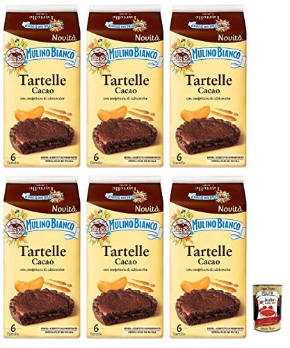 6x Mulino Bianco Tartelle Cacao,Süße Snacks,Kakaokuchen mit Aprikosenfüllung,Packung mit 288g, jede Packung enthält 6 Kuchen à 48g + Italian Gourmet Polpa di Pomodoro 400g Dose von Italian Gourmet E.R.