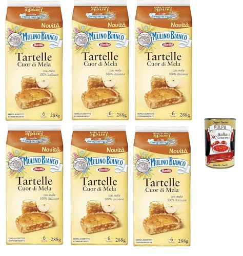 6x Mulino Bianco Tartelle Cuor di Mela, Törtchen mit 100% italienischen Äpfeln, Biskuit und Mürbeteig, ohne Palmöl und ohne Konservierungsstoffe, 288g + Italian Gourmet polpa 400g von Italian Gourmet E.R.