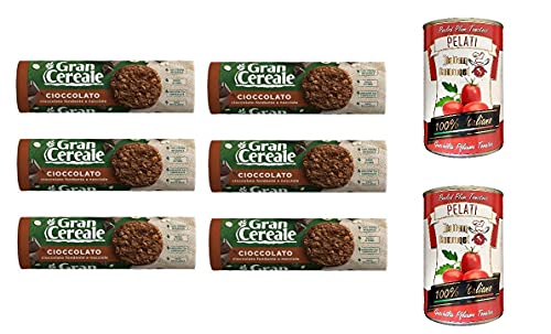 6x Mulino bianco Gran Cereale Schokolade Fasern kekse Multi Cerealien 230g + Italian Gourmet 100% italienische geschälte Tomaten dosen 2x 400g von Italian Gourmet E.R.