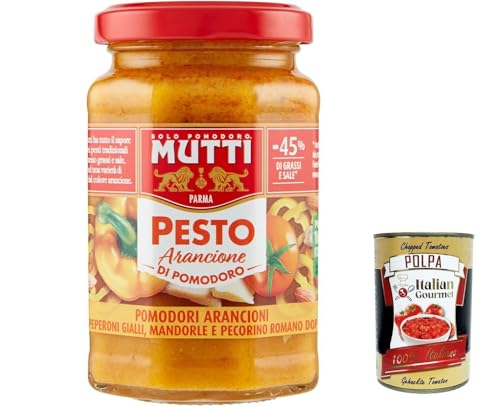 6x Mutti Pesto arancione di pomodoro, -45% des Fetts, Pesto mit gelben Kirschtomaten, Mandeln und Pecorino -Käse 190g + Italian Gourmet polpa 400g von Italian Gourmet E.R.