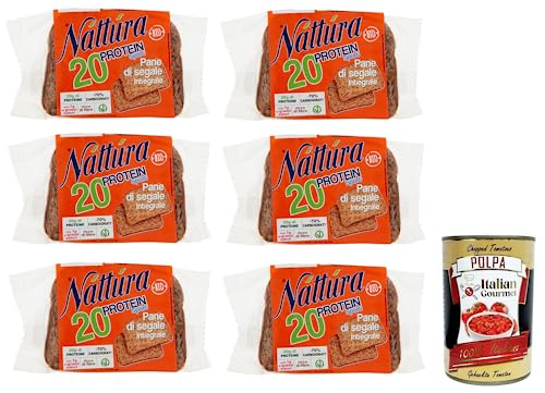 6x Náttúra Protein Sport Pane di Segale Integrale Bio-Roggenvollkornbrot mit Weizenproteinen, Leinsamen und Soja,Packung mit 250g + Italian Gourmet Polpa di Pomodoro 400g Dose 6x Náttúra Protein Sport Pane di Segale Integrale Bio-Roggenvollkornbrot mit Weizenproteinen, Leinsamen und Soja,Packung mit 250g + Italian Gourmet Polpa di Pomodoro 400g Dose von Italian Gourmet E.R.