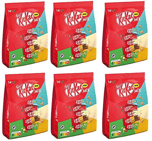 6x Nestlé Kitkat Mini Mix Schokoladenriegel, 14 Riegel, 197,4g Beutel 6x Nestlé Kitkat Mini Mix Schokoladenriegel, 14 Riegel, 197,4g Beutel von Italian Gourmet E.R.
