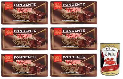 6x Novi Cioccolato Fondente 52% Kakao,Tafel Extra Dunkle Schokolade 100g + Italian Gourmet Polpa di Pomodoro 400g Dose von Italian Gourmet E.R.