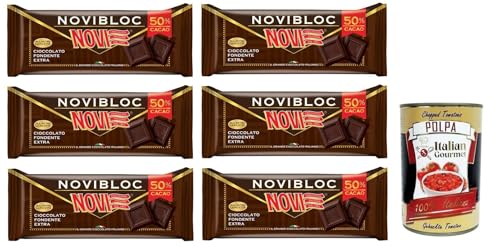 6x Novi Cioccolato Novibloc Fondente 50% Kakao,Tafel Extra Dunkle Schokolade 150g + Italian Gourmet Polpa di Pomodoro 400g Dose von Italian Gourmet E.R.