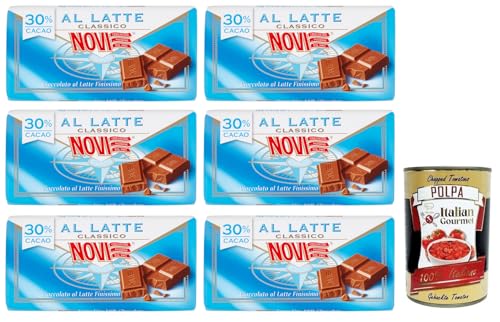 6x Novi Cioccolato al Latte Classico Tafel Milchschokolade 30% Kakao 100g + Italian Gourmet Polpa di Pomodoro 400g Dose von Italian Gourmet E.R.