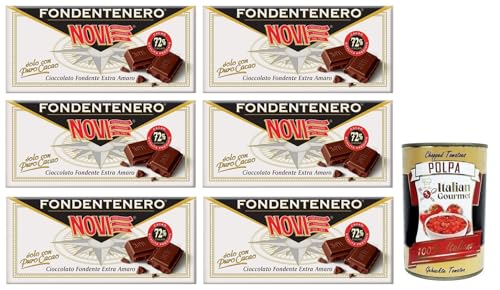 6x Novi Fondentenero,Intensive Extra Dunkle Schokolade,72% Kakao,100g + Italian Gourmet Polpa di Pomodoro 400g Dose von Italian Gourmet E.R.