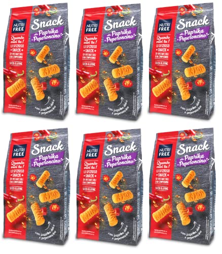 6x Nutrifree Glutenfreier Snack mit Paprika- und Chiligeschmack,Brotersatz,Laktosefrei und Eifrei 100g + Italian Gourmet Polpa di Pomodoro 400g Dose von Italian Gourmet E.R.