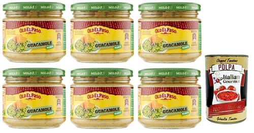 6x Old el Paso Salsa Guacamole-Sauce auf Avocado Basis,Würzsauce,für Aperitifs mit exotischen Aromen 320g Glas + Italian Gourmet Polpa di Pomodoro 400g Dose 6x Old el Paso Salsa Guacamole-Sauce auf Avocado Basis,Würzsauce,für Aperitifs mit exotischen Aromen 320g Glas + Italian Gourmet Polpa di Pomodoro 400g Dose von Italian Gourmet E.R.