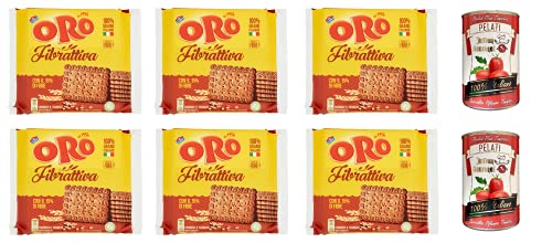 6x Oro Saiwa Fibrattiva 400g Italienisch aktive Faser kekse biscuits cookies + Italian Gourmet 100% italienische geschälte Tomaten dosen 2x 400g von Italian Gourmet E.R.