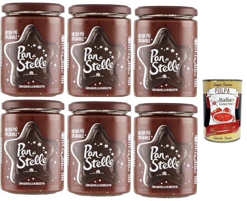 6x Pan di Stelle Crema Spalmabile Haselnuss Streichfähige Creme Sahne mit Kekskörnern 380g ohne Palmöl + Italian Gourmet polpa 400g von Italian Gourmet E.R.