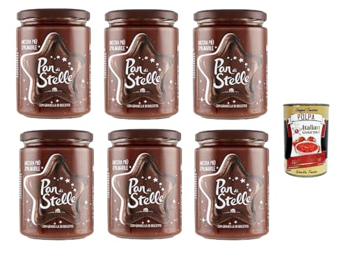 6x Pan di Stelle Crema Spalmabile Haselnuss Streichfähige Creme Sahne mit Kekskörnern 580g ohne Palmöl + Italian Gourmet polpa 400g von Italian Gourmet E.R.