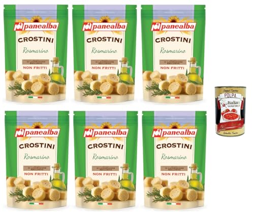 6x Panealba Crostini Rosmarino Nicht frittierte Rosmarin-Crostini 100gr + Italian Gourmet polpa 400g 6x Panealba Crostini Rosmarino Nicht frittierte Rosmarin-Crostini 100gr + Italian Gourmet polpa 400g von Italian Gourmet E.R.