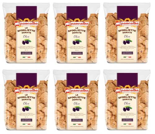 6x Panealba Le Sfogliette Dorate alle Olive Gebackener Snack mit Salzkorn und Oliven 180g Packung 6x Panealba Le Sfogliette Dorate alle Olive Gebackener Snack mit Salzkorn und Oliven 180g Packung von Italian Gourmet E.R.