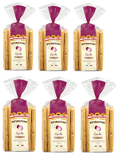 6x Panealba Stiratini Cipolla Salziger Snack mit Zwiebel 150g Packung von Italian Gourmet E.R.