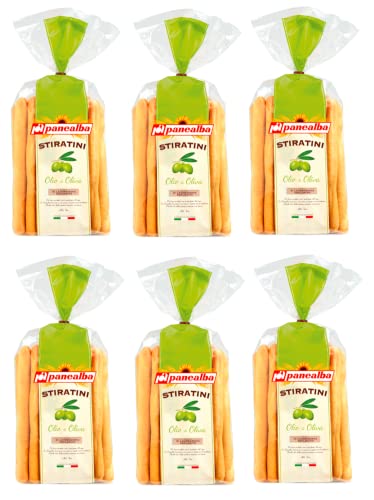 6x Panealba Stiratini Olio di Oliva Salziger Snack mit Olivenöl 150g Packung 6x Panealba Stiratini Olio di Oliva Salziger Snack mit Olivenöl 150g Packung von Italian Gourmet E.R.