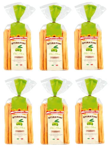 6x Panealba Stiratini Olio di Oliva Salziger Snack mit Olivenöl 150g Packung von Italian Gourmet E.R.