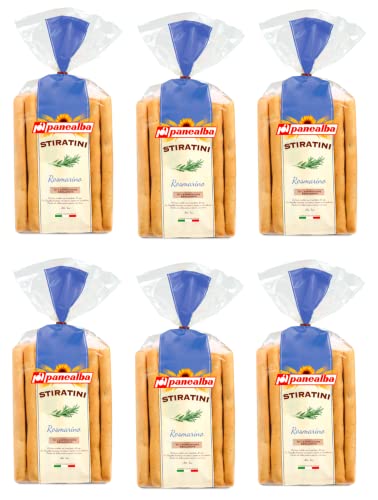 6x Panealba Stiratini Rosmarino Salziger Snack mit Rosmarin 150g Packung von Italian Gourmet E.R.