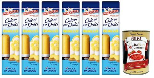 6x Paneangeli Colori per Dolci Giallo, Gelber Gel Farbstoff,10g + Italian Gourmet Polpa di Pomodoro 400g Dose von Italian Gourmet E.R.