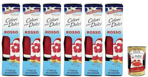 6x Paneangeli-Farben für Süßigkeiten Rot Eine praktische Tube zum Rotfärben von Bonbons für tolle Dekorationen. 10g+ Italian Gourmet polpa 400g von Italian Gourmet E.R.