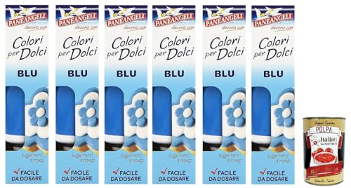 6x Paneangeli-Farben für Süßigkeiten blau Eine praktische Tube zum Blaufärben von Bonbons für tolle Dekorationen. 10g + Italian Gourmet polpa 400g von Italian Gourmet E.R.