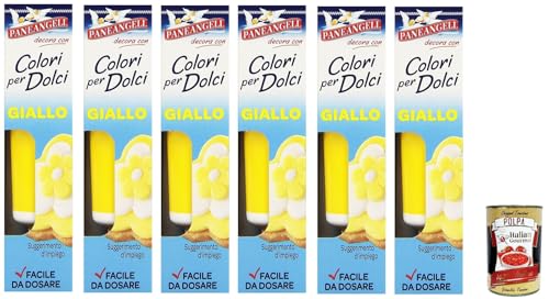 6x Paneangeli-Farben für Süßigkeiten gelb Eine praktische Tube zum Gelbfärben von Zuckerpaste, Marzipan, Glasuren und Cremes für Dekorationen und Verkleidungen+ Italian Gourmet polpa 400g von Italian Gourmet E.R.