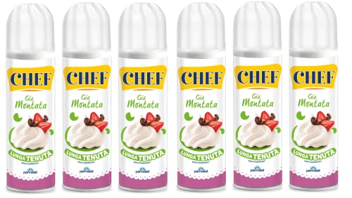 6x Parmalat Chef Panna Süßwaren Produkt auf Basis von Sahne Creme-Spray Sprühdose 250g,Schlagsahne Frei von Konservierungsstoffen + Italian Gourmet Polpa 400g Dose von Italian Gourmet E.R.