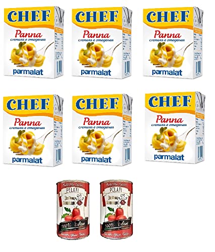 6x Parmalat Panna chef Sahne per cucinare Kochcreme creme fur Koch 200ml + Italian Gourmet 100% italienische geschälte Tomaten dosen 2x 400g von Italian Gourmet E.R.