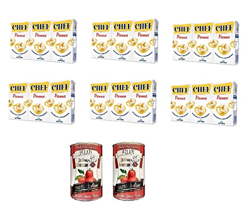 6x Parmalat Panna chef Sahne per cucinare Kochcreme creme fur Koch 3x 125 ml + Italian Gourmet 100% italienische geschälte Tomaten dosen 2x 400g von Italian Gourmet E.R.