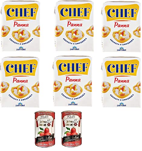 6x Parmalat Panna chef Sahne per cucinare Kochcreme creme fur Koch 500ml + Italian Gourmet 100% italienische geschälte Tomaten dosen 2x 400g von Italian Gourmet E.R.