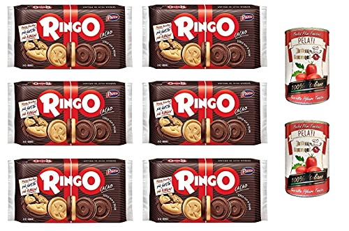 6x Pavesi Kekse Ringo Kuchen mit Kakao 330g 6 a snack pack cookies riegel + Italian Gourmet 100% italienische geschälte Tomaten dosen 2x 400g von Italian Gourmet E.R.