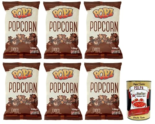 6x Popz Popcorn Choco Cacao,Karamellisiertes Popcorn mit Kakao Butter Karamell (73%),Kakao (4%),Beutel mit 150g + Italian Gourmet Polpa di Pomodoro 400g Dose von Italian Gourmet E.R.