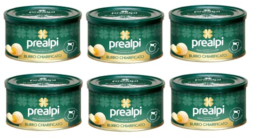 6x Prealpi Burro Chiarificato Butterschmalz Geklärte Butter Natürlich Laktosefrei Italienische Exzellenz Dose mit 250g von Italian Gourmet E.R.