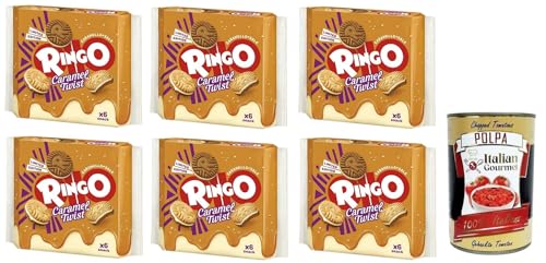 6x Ringo Caramel Twist Limited Edition Biscotti,Kekse gefüllt mit gesalzener Karamellcreme 165g Packung, jede Packung enthält 6 Einzelportionen + Italian Gourmet Polpa di Pomodoro 400g Dose 6x Ringo Caramel Twist Limited Edition Biscotti,Kekse gefüllt mit gesalzener Karamellcreme 165g Packung, jede Packung enthält 6 Einzelportionen + Italian Gourmet Polpa di Pomodoro 400g Dose von Italian Gourmet E.R.