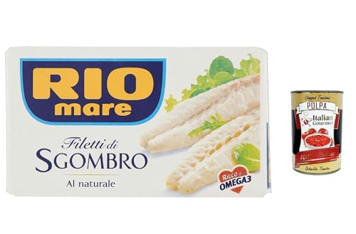 6x Rio Mare Filetti di Sgombro al Naturale, Makrelenfilets, Natürliche Makrele 125g + Italian Gourmet polpa 400g von Italian Gourmet E.R.